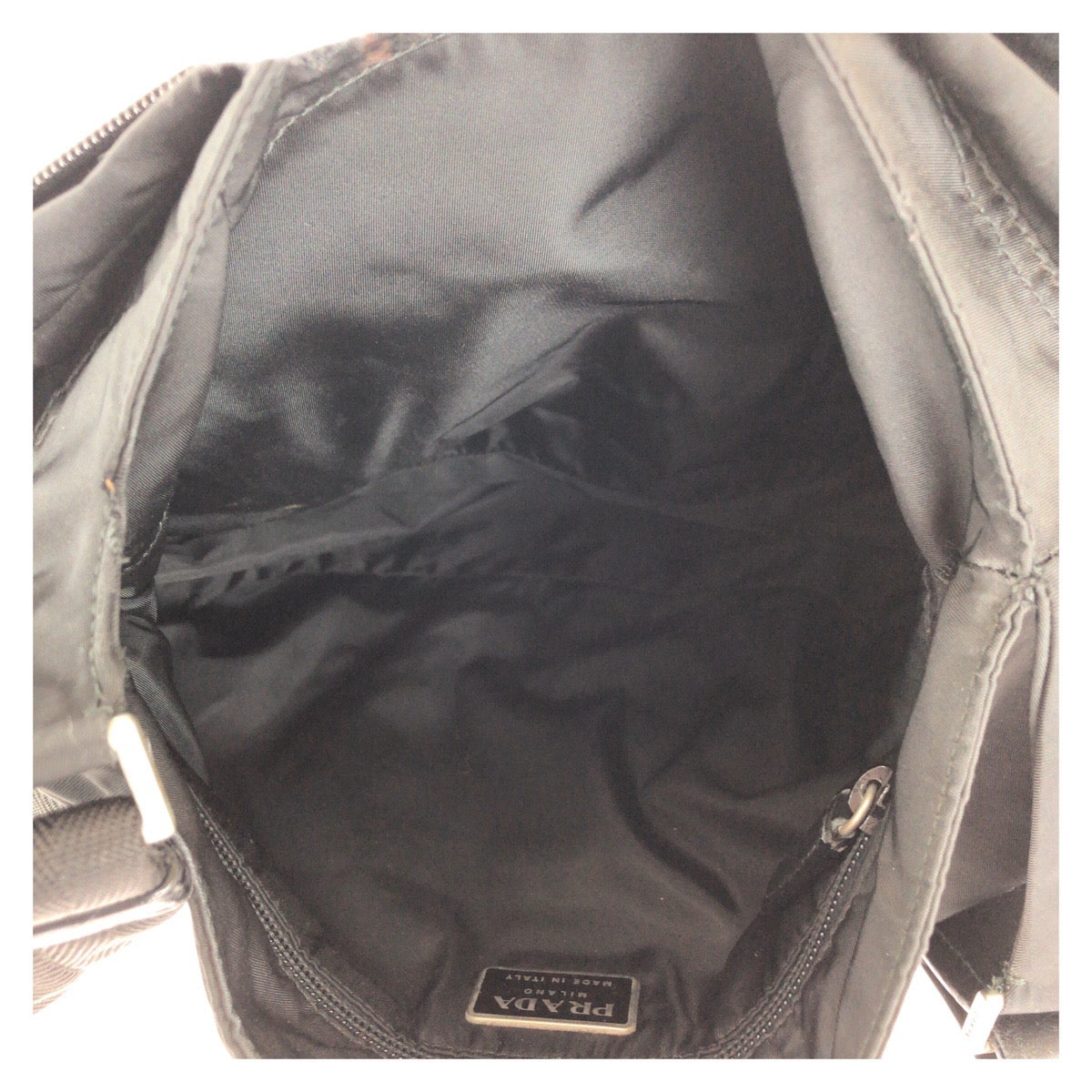 PRADA Shoulder Bag Nylon Black SilverMetal Test Triangle With logo