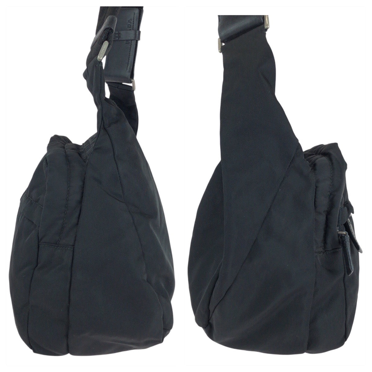 PRADA Shoulder Bag Nylon Black SilverMetal Test Triangle With logo