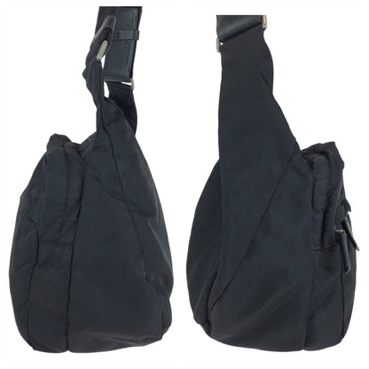 PRADA Shoulder Bag Nylon Black SilverMetal Test Triangle With logo