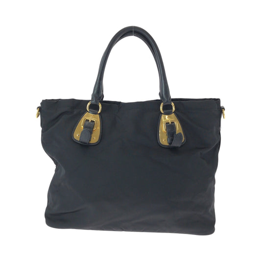 PRADA Tote Bag BN1902 Nylon Black Gold Metal Test logo
