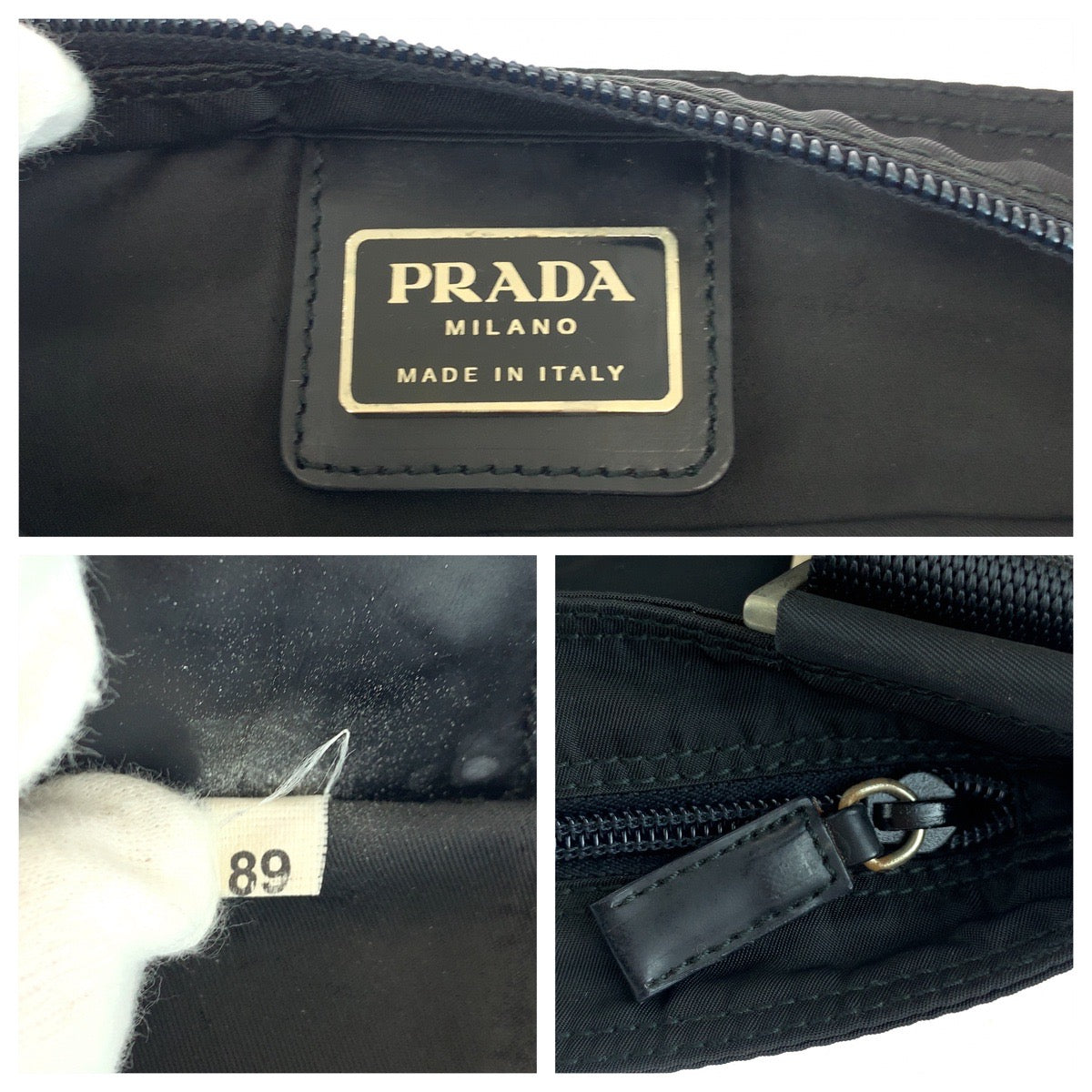 PRADA Shoulder Bag VA0053 Nylon black Test Triangle With logo