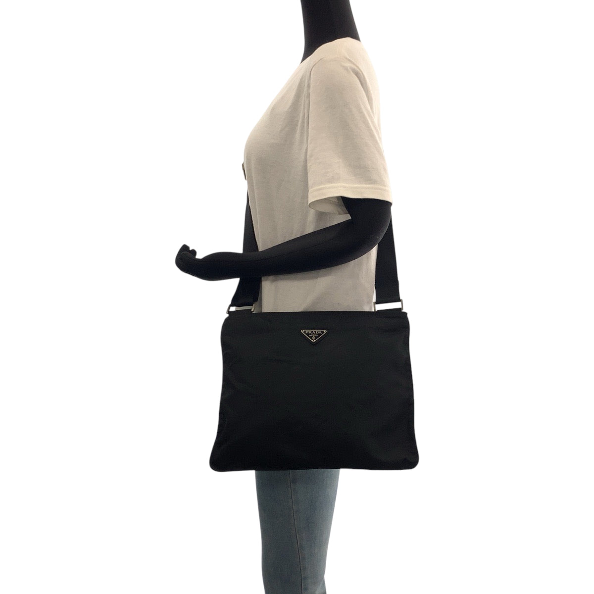 PRADA Shoulder Bag VA0053 Nylon black Test Triangle With logo