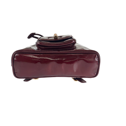 GUCCI Backpack 003 1998 0030 Patent leather wine red brown Bamboo
