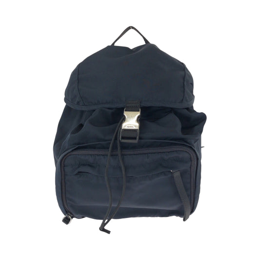 PRADA Backpack Nylon Navy SilverMetal Test Triangle With logo