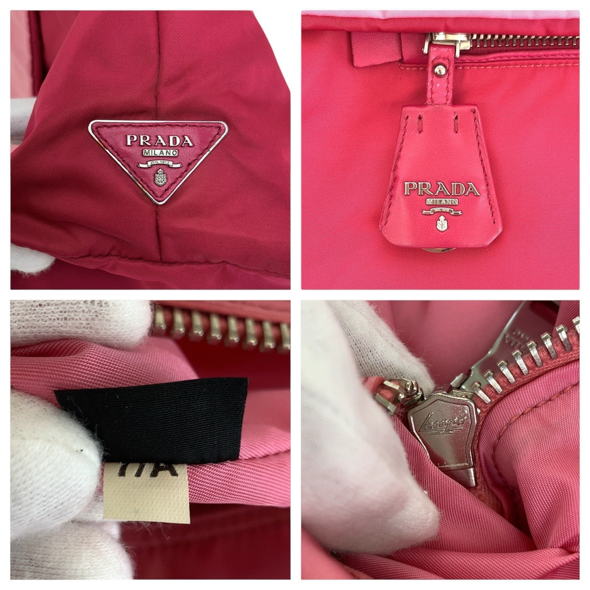 PRADA Tote Bag Nylon Red pink Test Triangle With logo