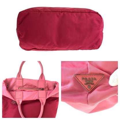 PRADA Tote Bag Nylon Red pink Test Triangle With logo