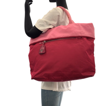 PRADA Tote Bag Nylon Red pink Test Triangle With logo