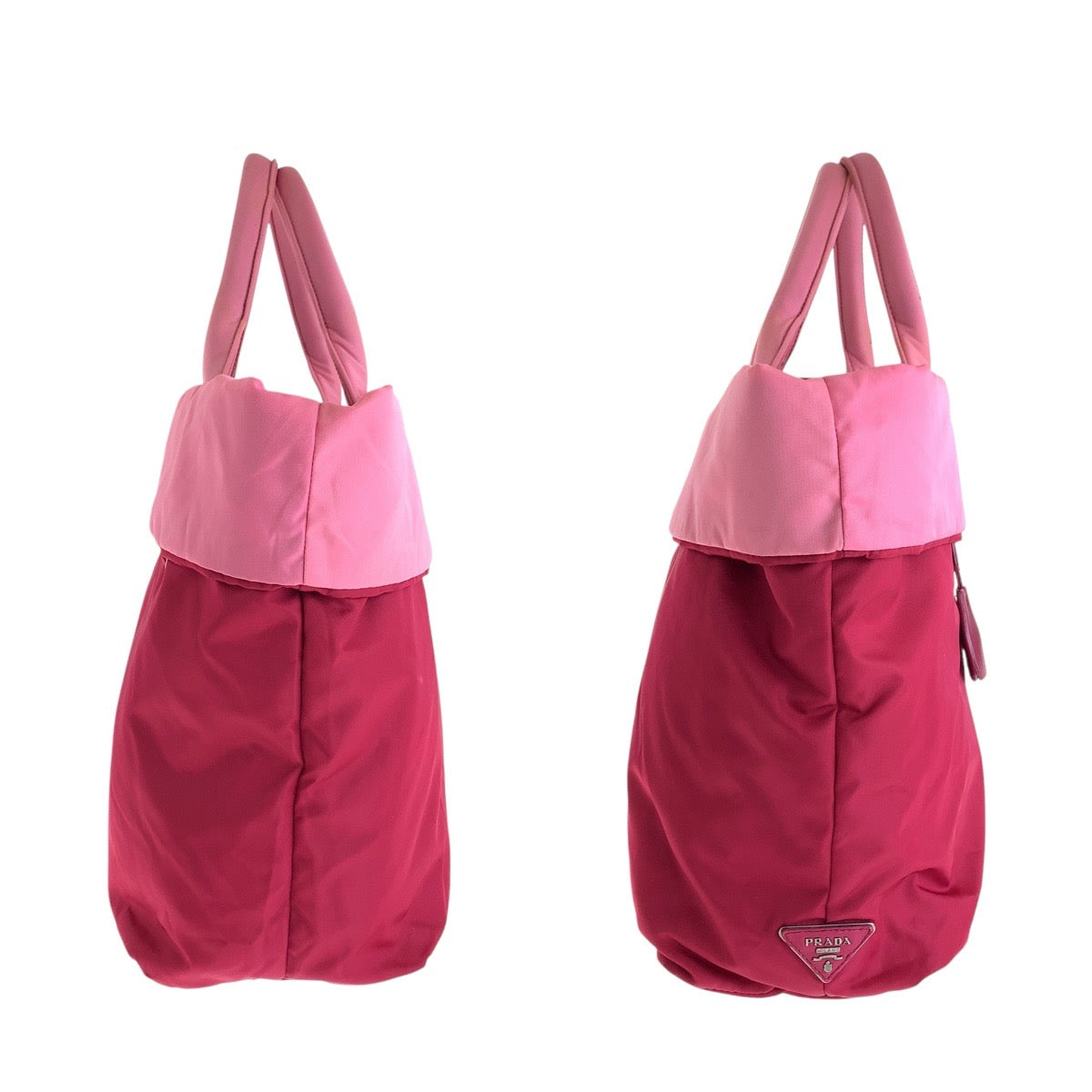 PRADA Tote Bag Nylon Red pink Test Triangle With logo