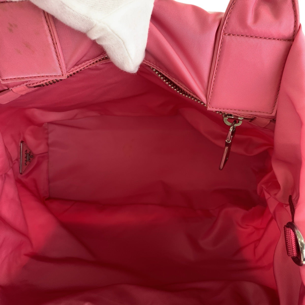 PRADA Tote Bag Nylon Red pink Test Triangle With logo
