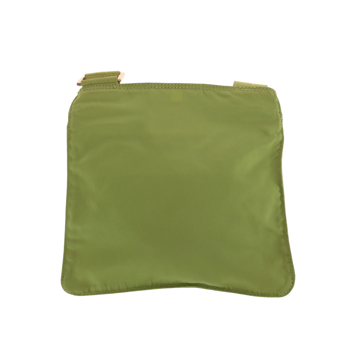 PRADA Shoulder Bag Nylon Light Green Gold Metal Test Triangle With logo