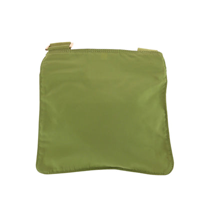 PRADA Shoulder Bag Nylon Light Green Gold Metal Test Triangle With logo