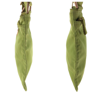 PRADA Shoulder Bag Nylon Light Green Gold Metal Test Triangle With logo