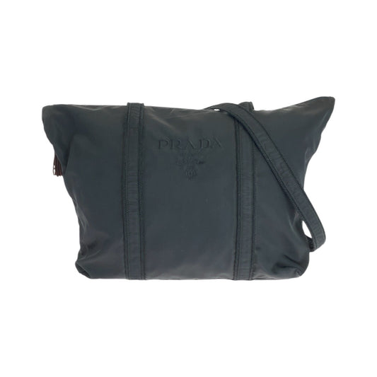 PRADA Tote Bag Nylon Black GoldMetal Test Logo embroidery