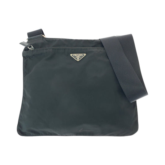 PRADA Shoulder Bag Nylon Black SilverMetal Test Triangle With logo