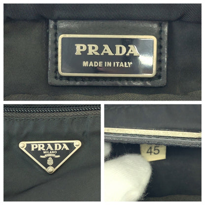 PRADA Shoulder Bag Nylon Black SilverMetal Test Triangle With logo