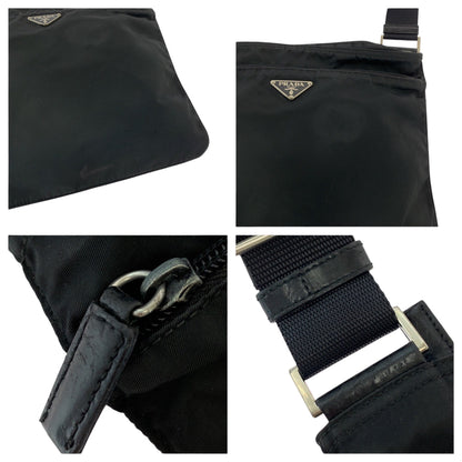 PRADA Shoulder Bag Nylon Black SilverMetal Test Triangle With logo