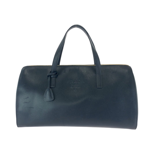 PRADA Boston Duffel bag leather Navy Gold Metal Safiano