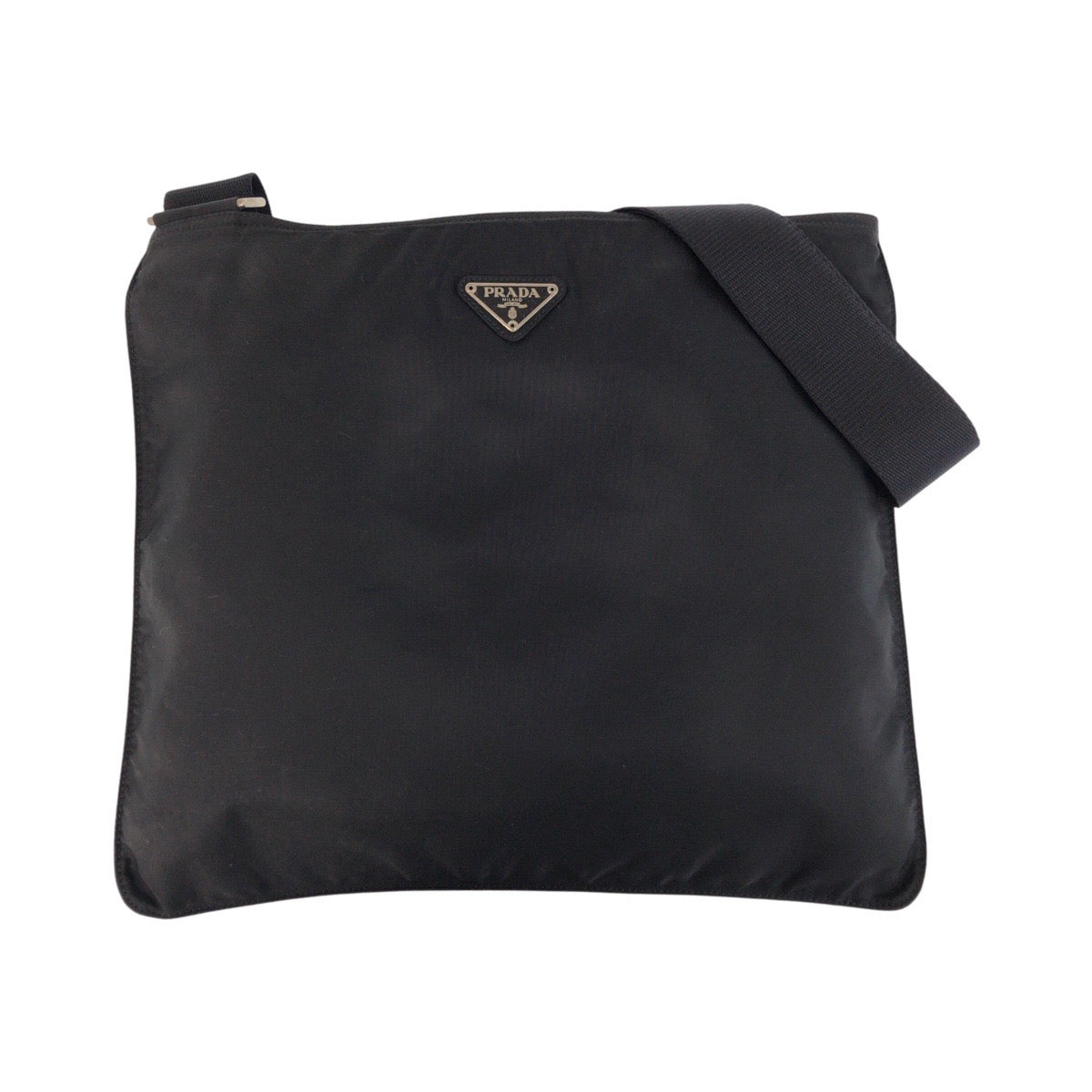 PRADA Shoulder Bag Nylon Black SilverMetal Test Triangle With logo