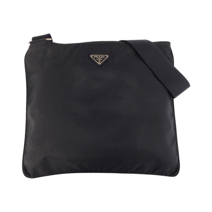 PRADA Shoulder Bag Nylon Black SilverMetal Test Triangle With logo