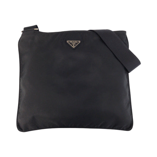 PRADA Shoulder Bag Nylon Black SilverMetal Test Triangle With logo