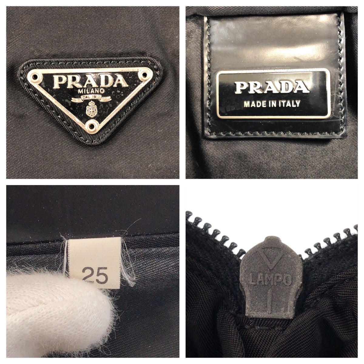PRADA Shoulder Bag Nylon Black SilverMetal Test Triangle With logo