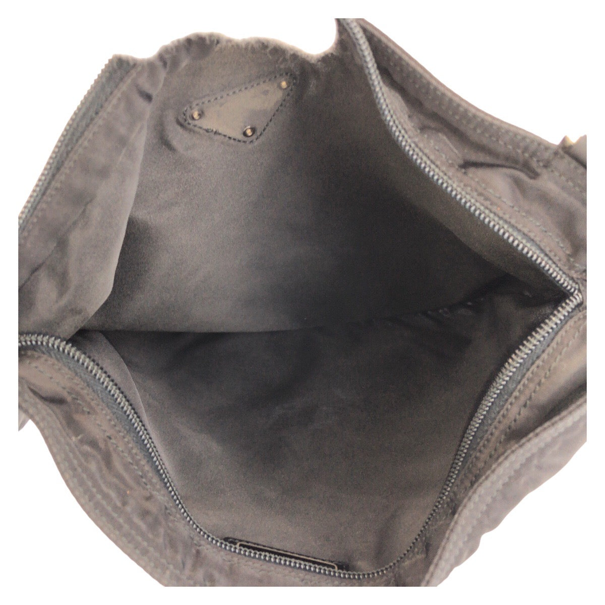 PRADA Shoulder Bag Nylon Black SilverMetal Test Triangle With logo