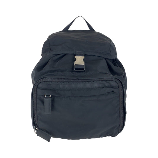 PRADA Backpack Nylon Black SilverMetal Test Triangle With logo