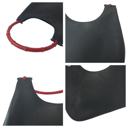 GUCCI Shoulder Bag 001 3709 leather Black Red SilverMetal Bamboo