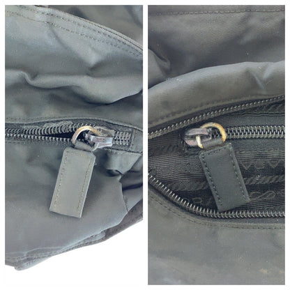 PRADA Tote Bag Nylon Black SilverMetal Test Triangle With logo