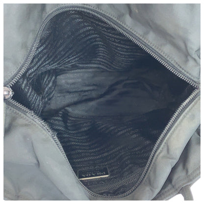 PRADA Tote Bag Nylon Black SilverMetal Test Triangle With logo