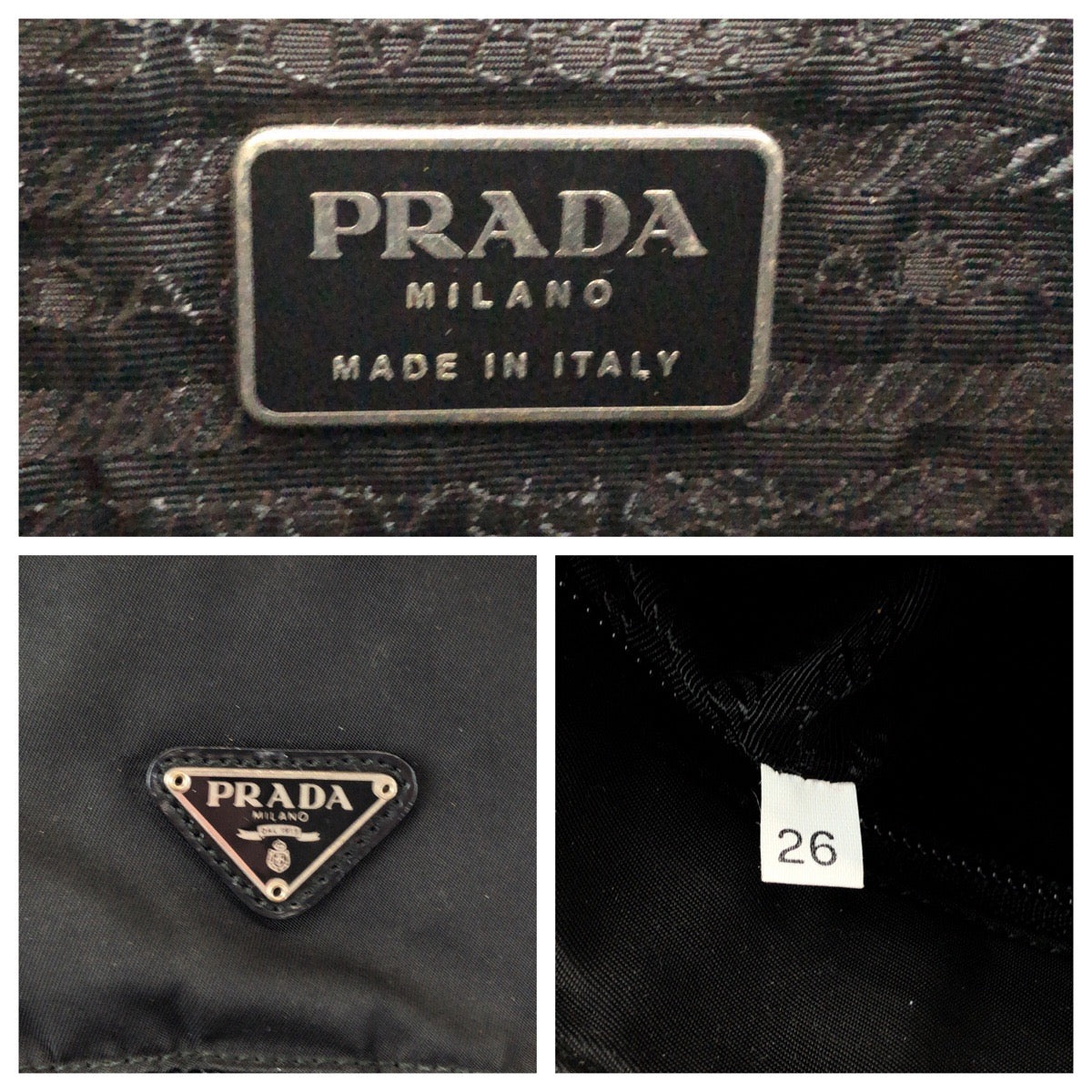 PRADA Shoulder Bag B5469F Nylon black Test Triangle With logo
