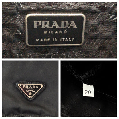 PRADA Shoulder Bag B5469F Nylon black Test Triangle With logo