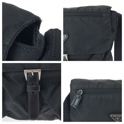 PRADA Shoulder Bag B5469F Nylon black Test Triangle With logo