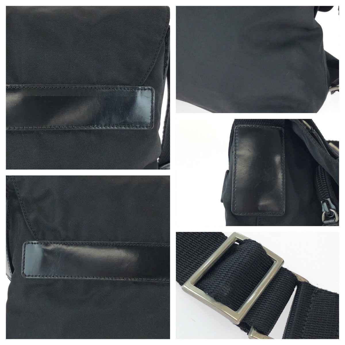 PRADA Shoulder Bag B5469F Nylon black Test Triangle With logo