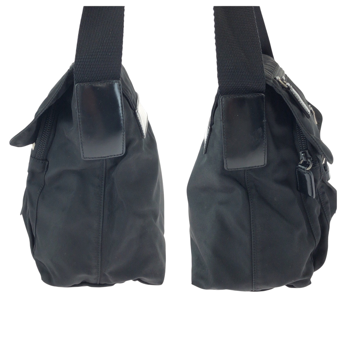 PRADA Shoulder Bag B5469F Nylon black Test Triangle With logo