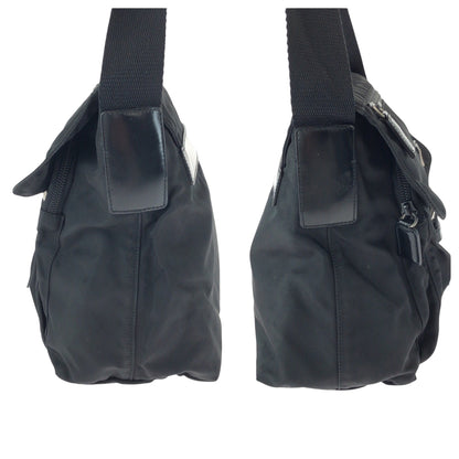 PRADA Shoulder Bag B5469F Nylon black Test Triangle With logo