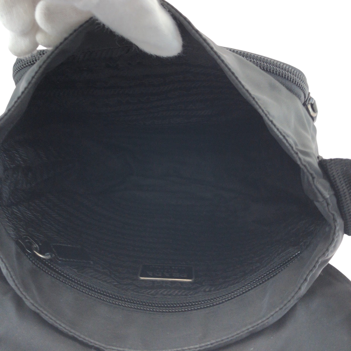 PRADA Shoulder Bag B5469F Nylon black Test Triangle With logo
