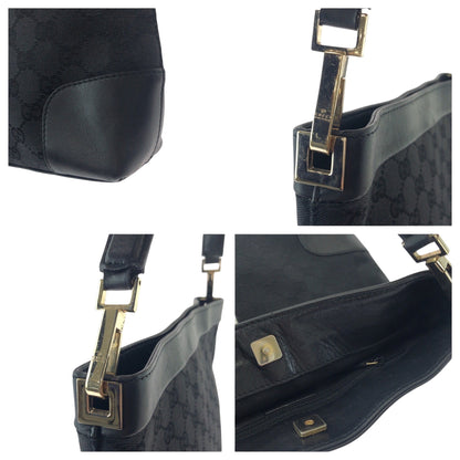 GUCCI Shoulder Bag 33900 GG canvas Black GoldMetal