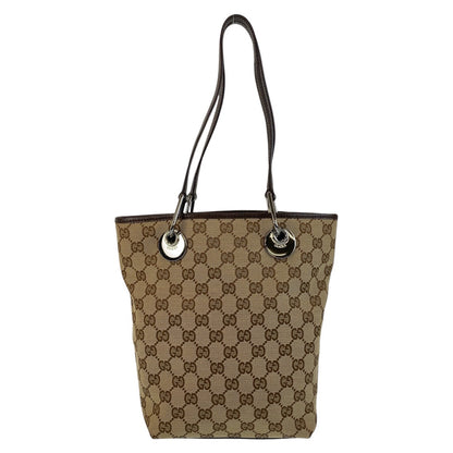 GUCCI Tote Bag 120840 GG canvas Beige Brown SilverMetal