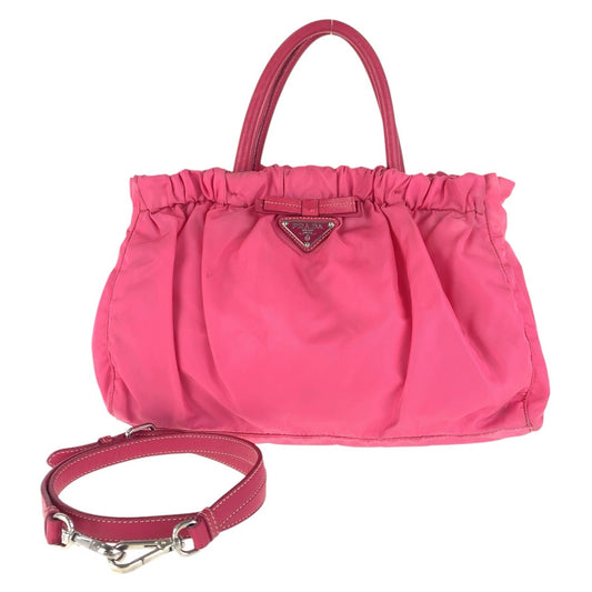 PRADA Tote Bag Nylon pink Test Triangle With logo