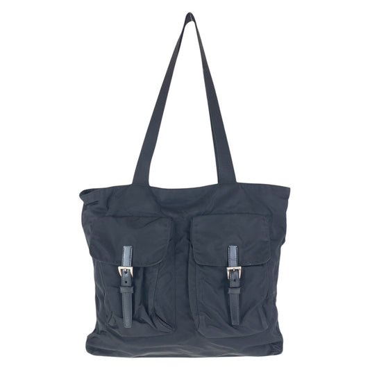 PRADA Tote Bag Nylon Black SilverMetal Test Triangle With logo