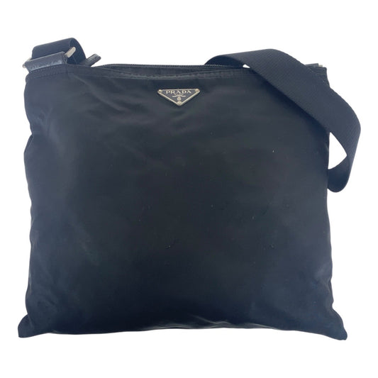 PRADA Shoulder Bag Nylon Black SilverMetal Test Triangle With logo