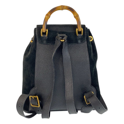 GUCCI Backpack 003 1705 0030 Suede Black GoldMetal Bamboo