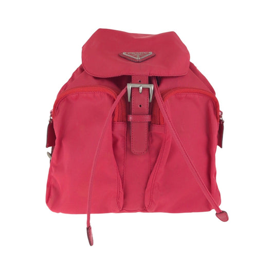 PRADA Backpack Nylon Red Test Triangle With logo
