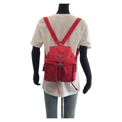 PRADA Backpack Nylon Red Test Triangle With logo