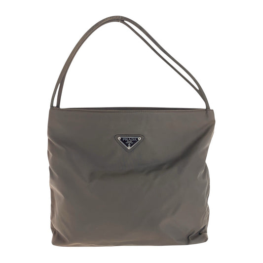 PRADA Shoulder Bag Nylon Brown Test Triangle With logo