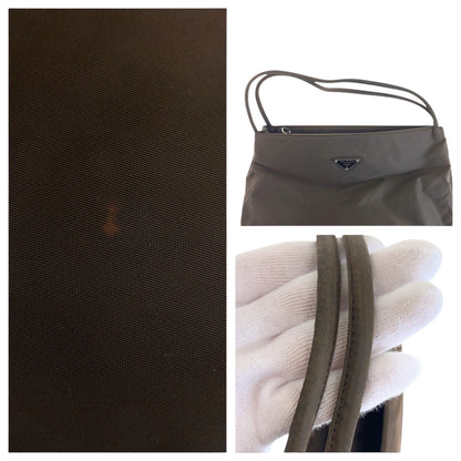PRADA Shoulder Bag Nylon Brown Test Triangle With logo