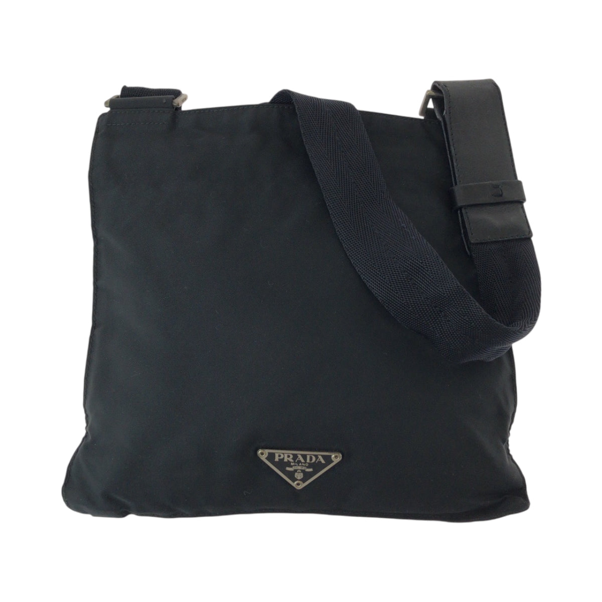 PRADA Shoulder Bag Nylon Black SilverMetal Test Triangle With logo
