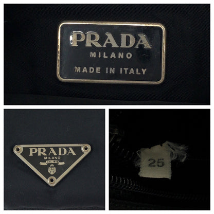 PRADA Shoulder Bag Nylon Black SilverMetal Test Triangle With logo