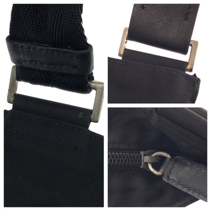 PRADA Shoulder Bag Nylon Black SilverMetal Test Triangle With logo